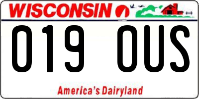 WI license plate 019OUS