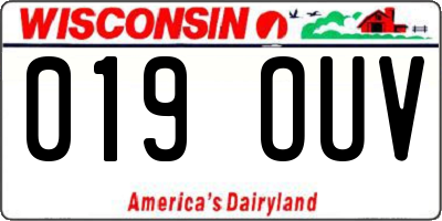 WI license plate 019OUV
