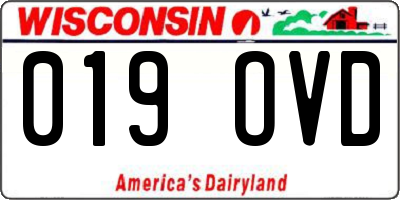 WI license plate 019OVD