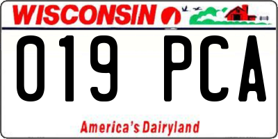 WI license plate 019PCA