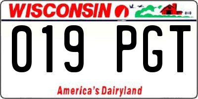 WI license plate 019PGT