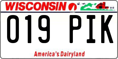 WI license plate 019PIK