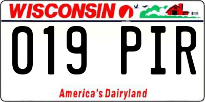 WI license plate 019PIR