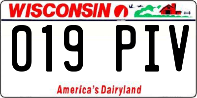 WI license plate 019PIV