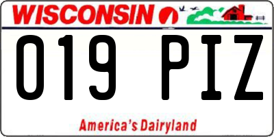 WI license plate 019PIZ