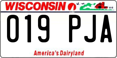 WI license plate 019PJA