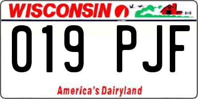 WI license plate 019PJF