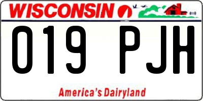 WI license plate 019PJH