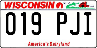 WI license plate 019PJI