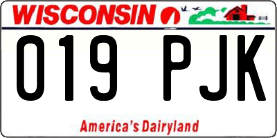 WI license plate 019PJK