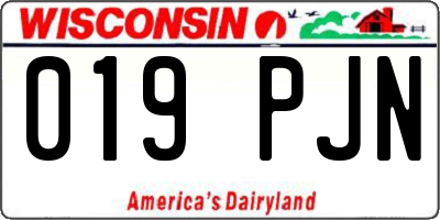 WI license plate 019PJN