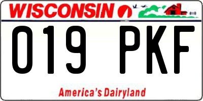 WI license plate 019PKF