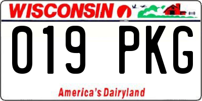 WI license plate 019PKG