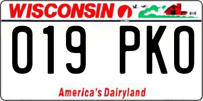 WI license plate 019PKO