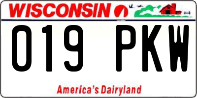 WI license plate 019PKW