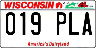 WI license plate 019PLA