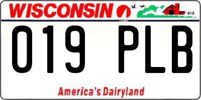 WI license plate 019PLB