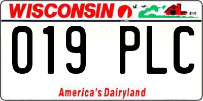 WI license plate 019PLC