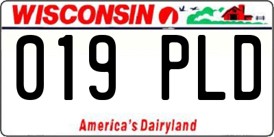 WI license plate 019PLD