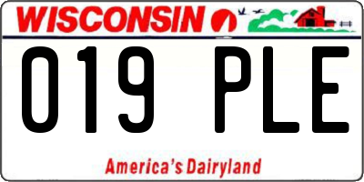 WI license plate 019PLE