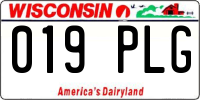 WI license plate 019PLG