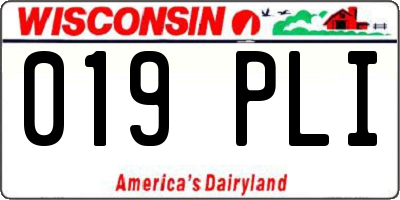 WI license plate 019PLI