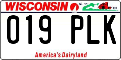WI license plate 019PLK