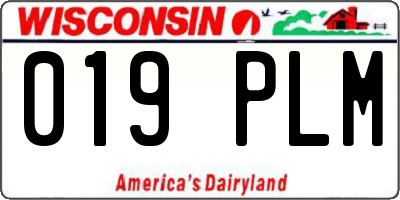 WI license plate 019PLM