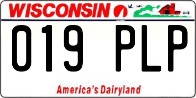 WI license plate 019PLP