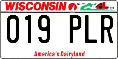 WI license plate 019PLR