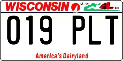 WI license plate 019PLT