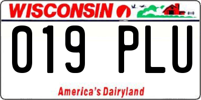 WI license plate 019PLU