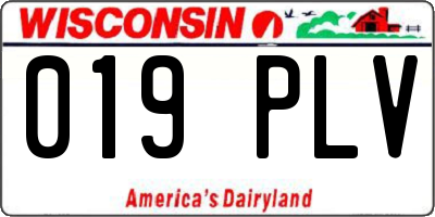 WI license plate 019PLV