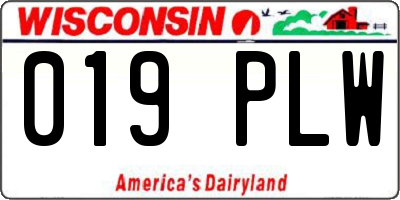 WI license plate 019PLW