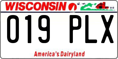 WI license plate 019PLX