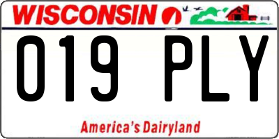 WI license plate 019PLY