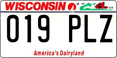 WI license plate 019PLZ