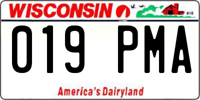 WI license plate 019PMA