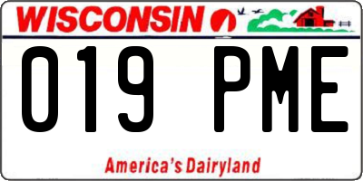 WI license plate 019PME