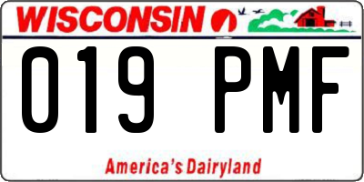 WI license plate 019PMF
