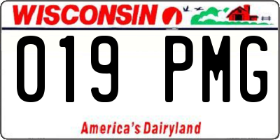 WI license plate 019PMG