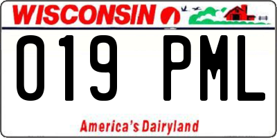 WI license plate 019PML