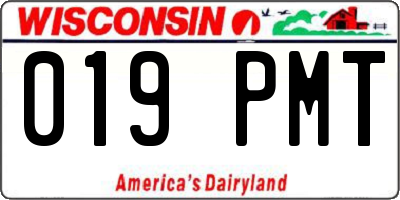 WI license plate 019PMT