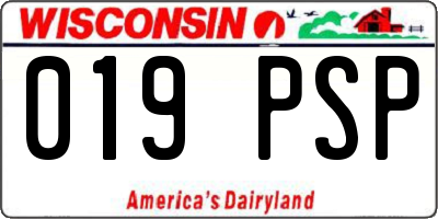 WI license plate 019PSP