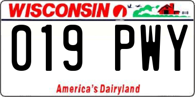 WI license plate 019PWY