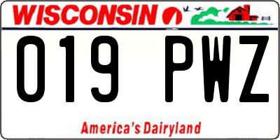 WI license plate 019PWZ