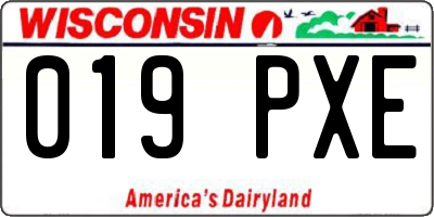 WI license plate 019PXE