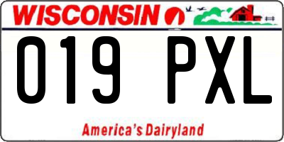 WI license plate 019PXL