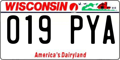 WI license plate 019PYA
