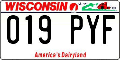 WI license plate 019PYF